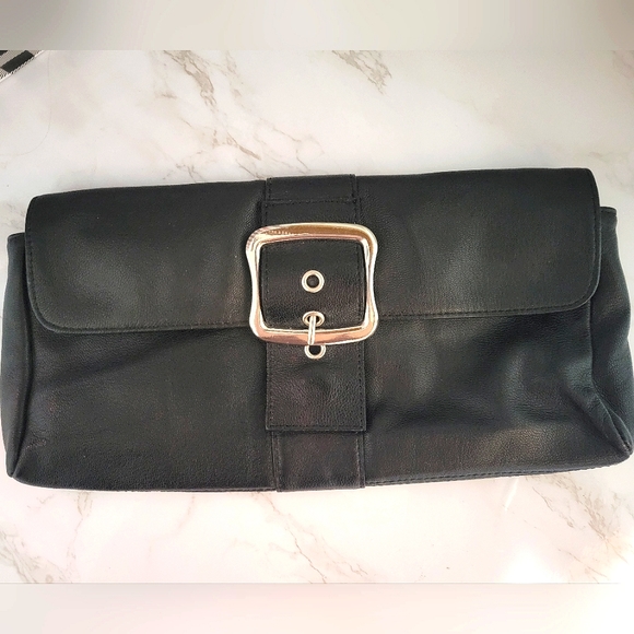 2/$25 Mark By Avon Black Buckle Clutch - Picture 1 of 2